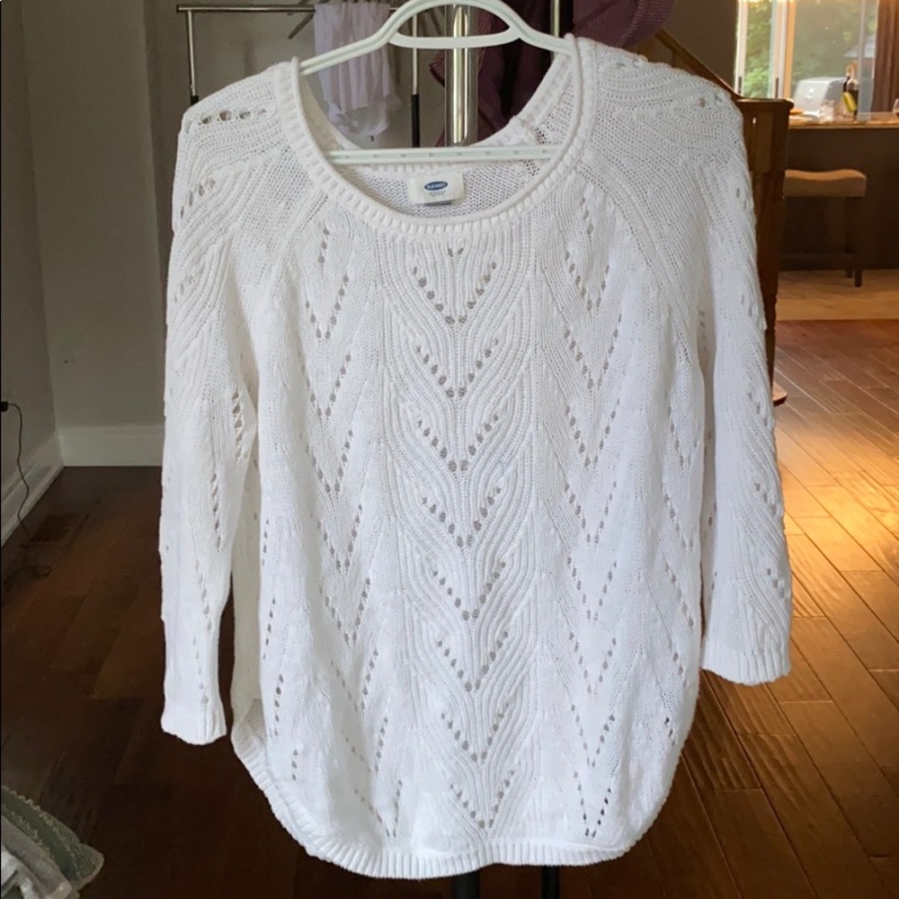 White crochet sweater